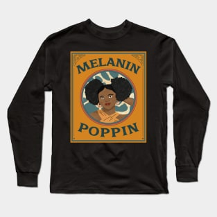 Melanin Poppin (retro empowered woman) Long Sleeve T-Shirt